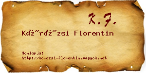 Körözsi Florentin névjegykártya
